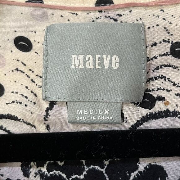 ANTHROPOLOGIE MAEVE Linden Floral Patchwork Dolman Popover Blk/Blu/Wht Size Med - Picture 6 of 8